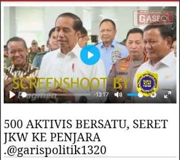 Hoaks Ratusan Aktivis Bersatu, Seret Presiden ke Penjara