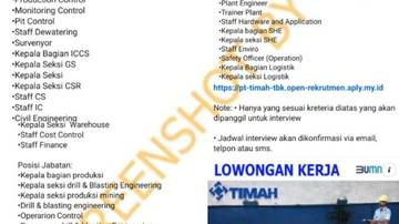 Hoaks Informasi Lowongan Kerja di PT Timah Tbk