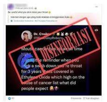 Hoaks Kasus Kanker Mulut dengan Efek Swab  