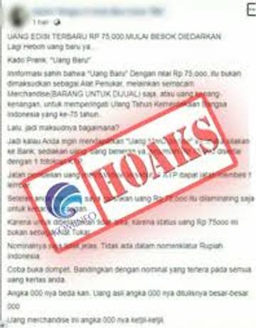 Hoaks Uang Rp75 Ribu Tidak Berlaku Transaksi 