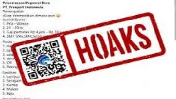 Hoaks Tautan Pendaftaran Lowongan Kerja PT Freeport Indonesia