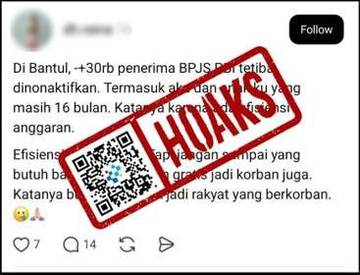 Hoaks PBI JKN Yogyakarta Dinonaktifkan Akibat Efiesiensi