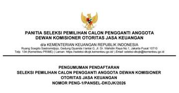 Pendaftaran Seleksi Pimpinan OJK Dibuka, Ini Syaratnya