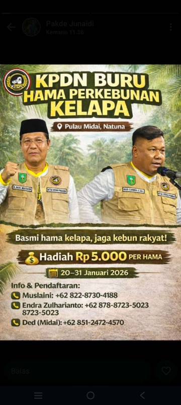 Sayembara Basmi Hama Kelapa