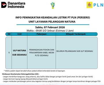 PLN ULP Natuna Lakukan Pemeliharaan Jaringan Listrik Sedanau