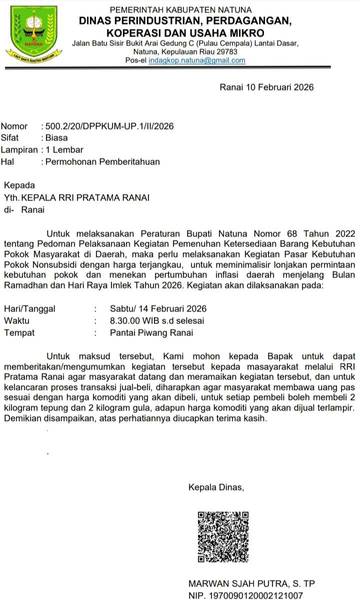 Upaya Disperindag Natuna Tekan Inflasi Potensi Kenaikan Harga