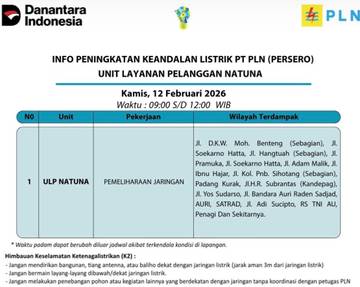 PLN Natuna Besok Lakukan Pemeliharaan Jaringan