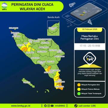 BMKG: Sebagian Wilayah Aceh Malam Ini Diprediksi Hujan