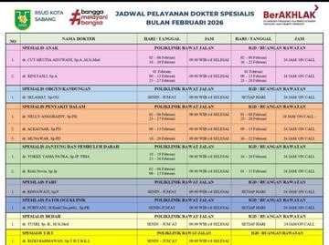 Catat! Jadwal Dokter Spesialis RSUD Sabang Pekan Ini
