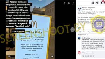 [SALAH] McDonald’s Tempel Poster Berisi Ucapan Selamat Atas Terbunuhnya 30.000 Warga Palestina