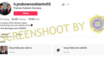 [SALAH] Akun Tiktok Prabowo Akan Giveaway 1 Unit Motor Jika Tembus 200 Ribu Follower