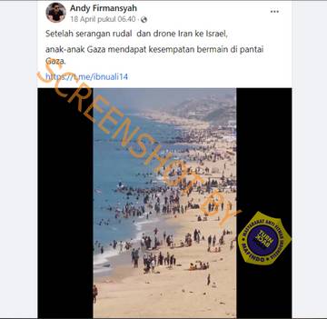 [SALAH] Video Anak-anak Gaza Mendapat Kesempatan Bermain di Pantai Setelah Serangan Iran ke Israel