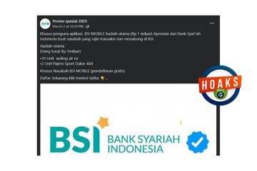 Hoaks: Promosi Berhadiah Rp 1 Miliar Mengatasnamakan BSI