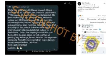 Hoaks, Himbauan Mematikan Gadget pada 00.30 Hingga 3.30 karena Pancaran Radiasi Cahaya Kosmik.
