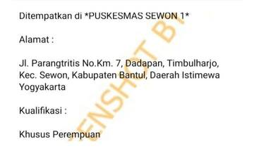 Hoaks, Puskesmas Sewon I Membuka Lowongan Pekerjaan.