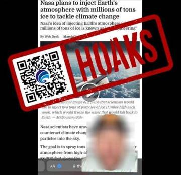 Hoaks, NASA Berencana Semprotkan Partikel Es ke Atmosfer Untuk Kurangi Dampak Perubahan Iklim.