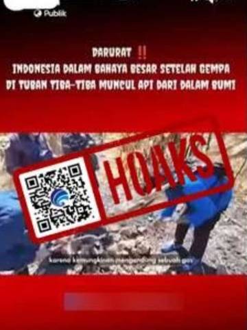 Hoaks, Kemunculan Api dari Dalam Bumi Setelah Gempa di Kota Tuban.