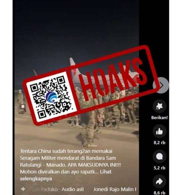 Hoaks, Video Tentara Cina Mendarat di Kota Manado