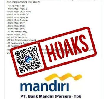 Hoaks, Tautan Pendaftaran Gebyar Undian Grand Prize Tabungan Bank Mandiri.
