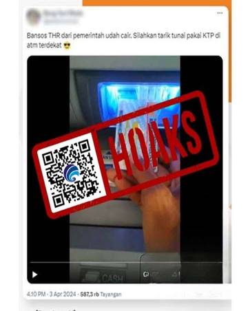 Hoaks, Pengambilan Bansos THR dengan KTP di ATM