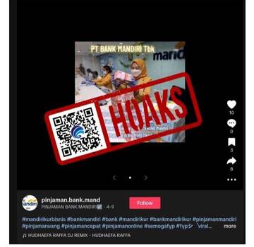 Hoaks, Pengajuan Pinjaman Bank Mandiri melalui WhatsApp di Bio Profil TikTok.