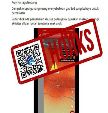 Hoaks, Sulfur Dioksida dari Vulkanik Erupsi Gunung Ruang Menyebar ke Pulau Jawa