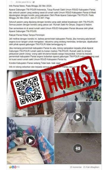 Hoaks, TNI-Polri Usir Pasien dan Menutup RSUD Madi, Papua.