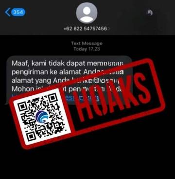Hoaks, Pesan SMS Mengatasnamakan Pos Indonesia.