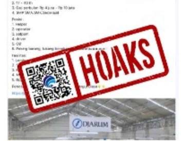 Hoaks, Lowongan Kerja Mengatasnamakan PT Djarum Group.