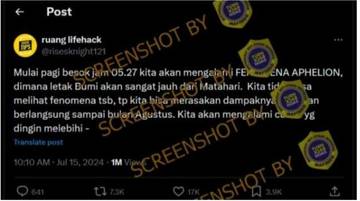 Hoaks,Fenomena Aphelion Sebabkan Suhu Bumi Mendingin.