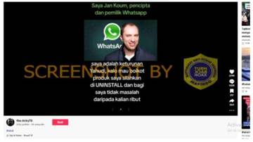 Hoaks, Pendiri Whatsapp Nyatakan Siap Hentikan Produknya Beroperasi di Indonesia Apabila Terjadi Boikot.