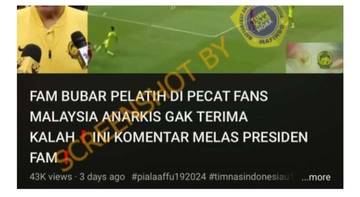 Hoaks, Timnas Malaysia Bubar dan Pelatih Dipecat Setelah Kalah Dari Indonesia
