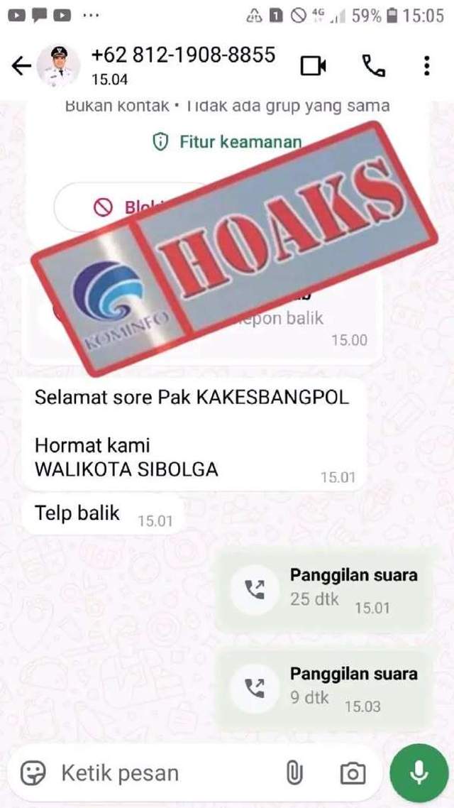 Beredar Akun WhatsApp Palsu Mengatasnamakan Wali Kota Sibolga