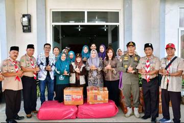 Kwarcab Pramuka Kuansing Bantu Korban Bencana Tapteng