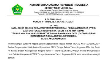 Pengumuman Hasil Akhir PPPK Kemenag 2024: Cek Status Anda di Sini