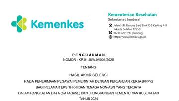 Pengumuman Kelulusan Seleksi Akhir PPPK Kementerian Kesehatan 2024
