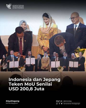 Indonesia dan Jepang Teken MoU Senilai 200,8 Juta Dolar 