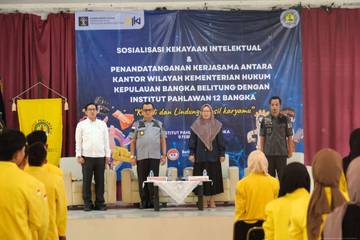 Kemenkum Babel Sosialisasikan KI di Institut Pahlawan 12