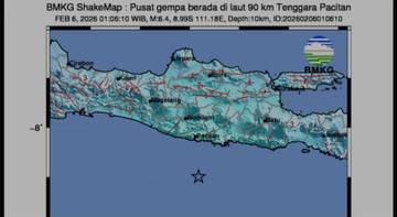 Gempa M6,2 Guncang Pacitan Jatim Hari Ini