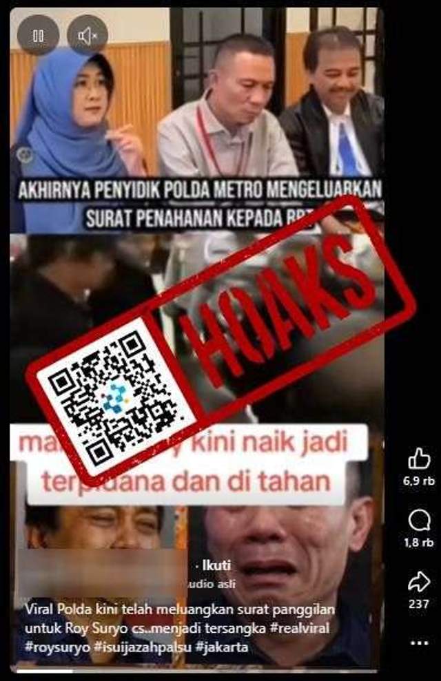 Polisi Umumkan Surat Penahanan Roy Suryo  Februari 2026