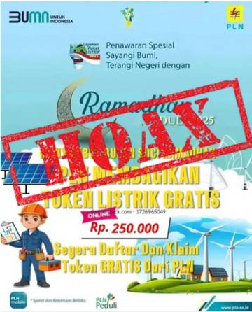 Hoaks, PLN Bagikan Token Listrik Gratis Selama Bulan Ramadan