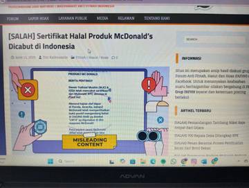 Informasi Sertifikat Halal Produk McDonald’s Dicabut di Indonesia, Hoaks