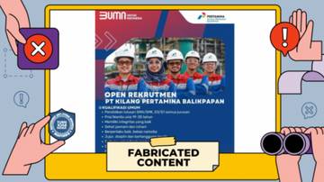 Hoaks, Tautan Pendaftaran Rekrutmen PT Kilang Pertamina Balikpapan