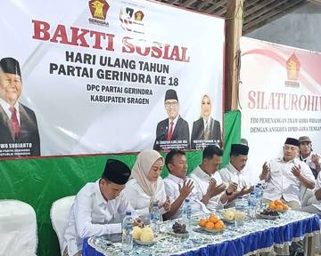 HUT Ke-18 Gerindra di Sragen Terselip Doa untuk Wabub Klaten
