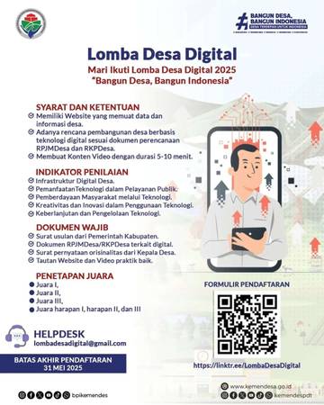 Lomba Desa Digital 2025 Resmi Dibuka