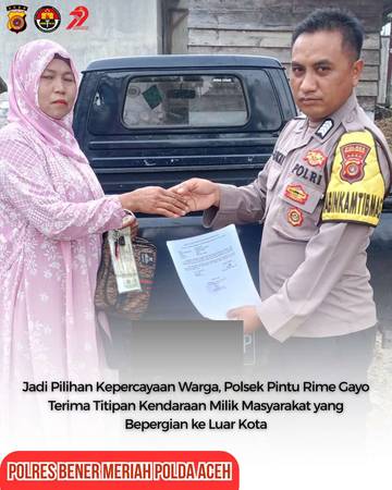 Polsek Pintu Rime Gayo Terima Titipan Kendaraan 