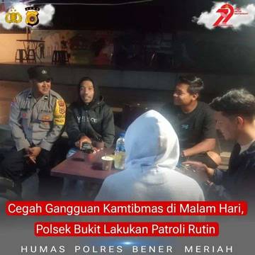 Cegah Gangguan Kamtibmas, Polsek Bukit Lakukan Patroli Rutin 