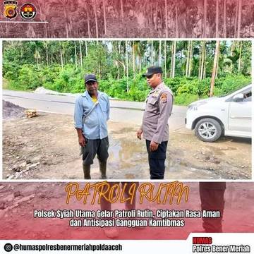 Polsek Syiah Utama Gelar Patroli Rutin