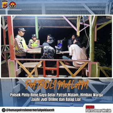 Polsek Pintu Rime Gayo Gelar Patroli Malam