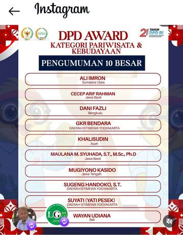 Dari Sungai ke Panggung Nasional DPD Award 2025